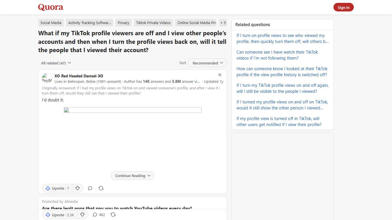 What if my TikTok profile viewers are off and I view other people’s accounts and then when I turn the profile views back on, will it tell the people that I viewed their account? - Quora