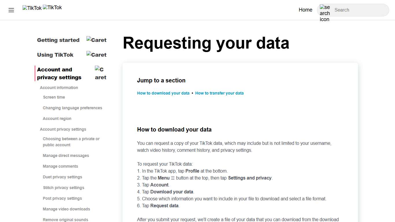 Requesting your data